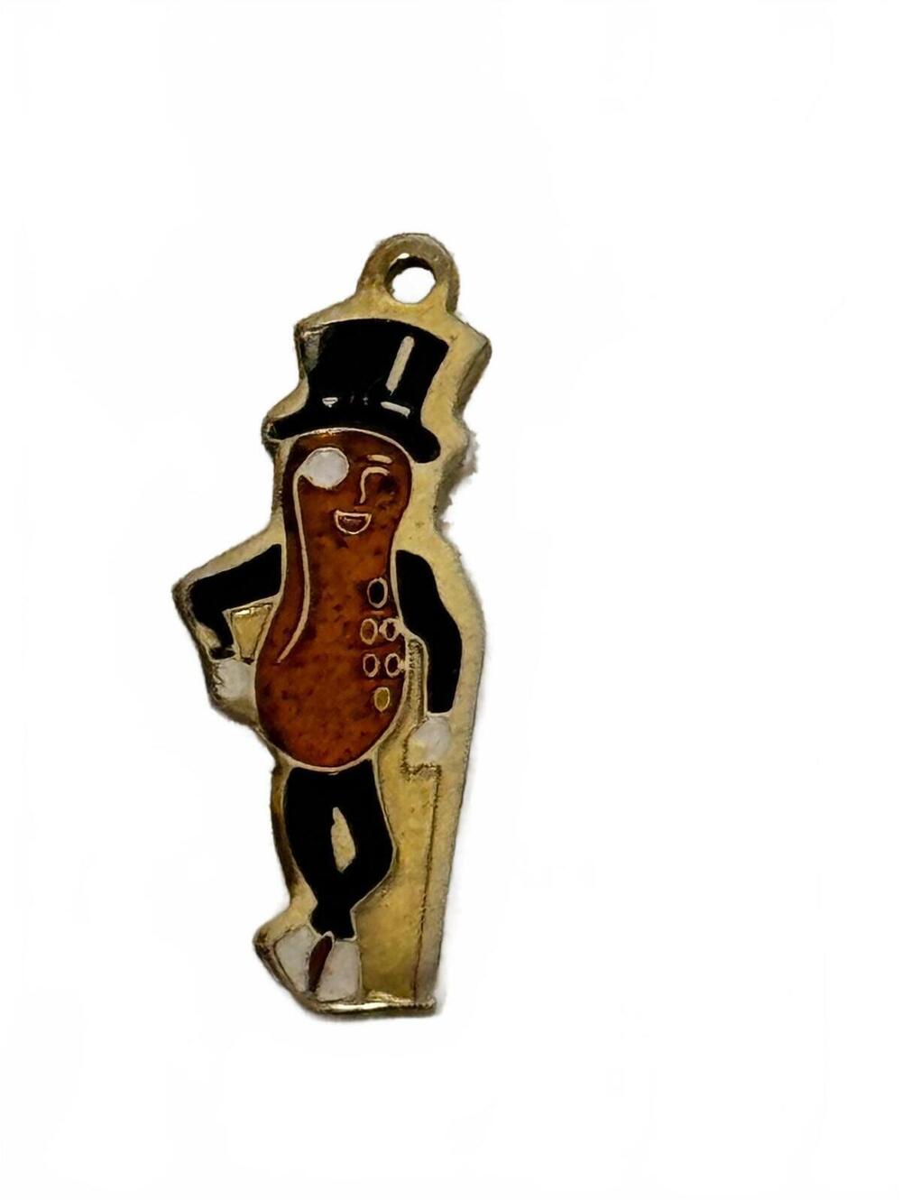 Vintage Mr Peanut Planters Gold Tone Enamel Charm Pendant